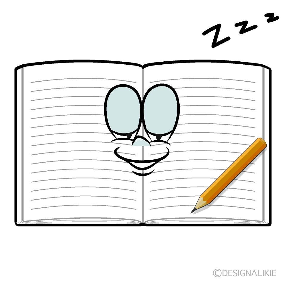 Sleeping Open Notebook Cartoon Character Image