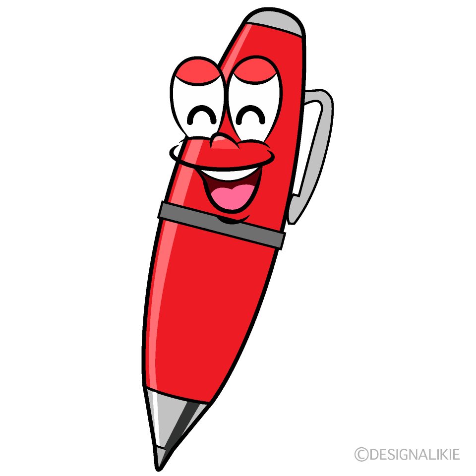 Smiling Red Pen Cartoon Character Image