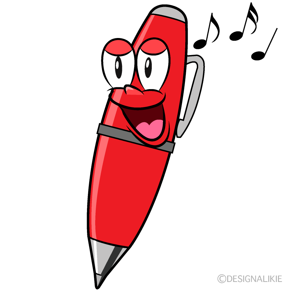 Singing Red Pen Cartoon Character Image