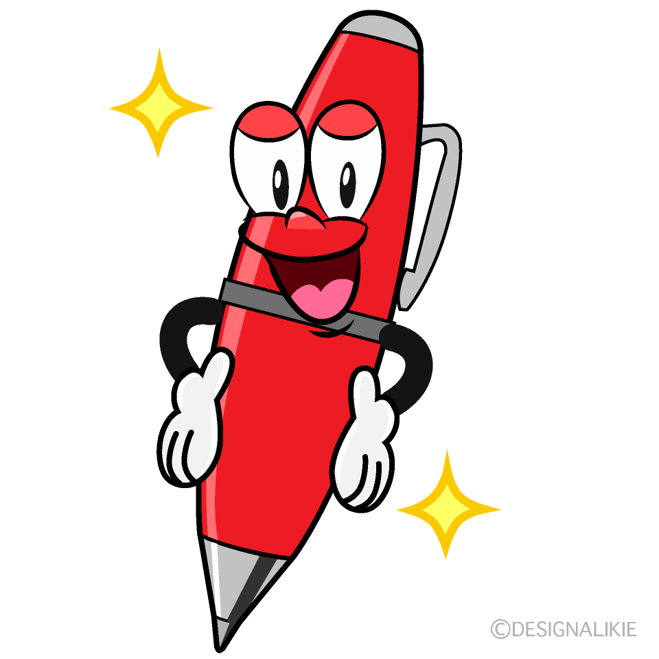 Glitter Red Pen Cartoon Character Image