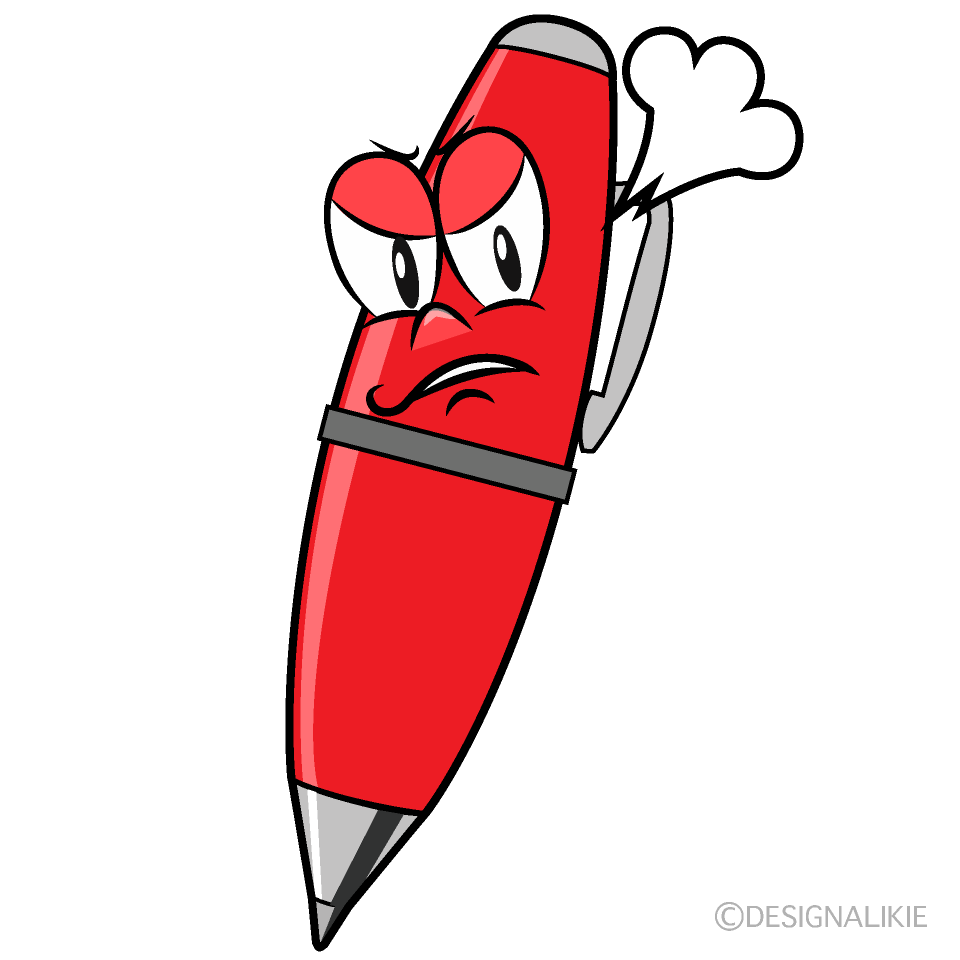 Angry Red Pen Cartoon Character Image