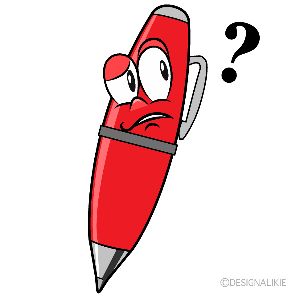 Thinking Red Pen Cartoon Character Image