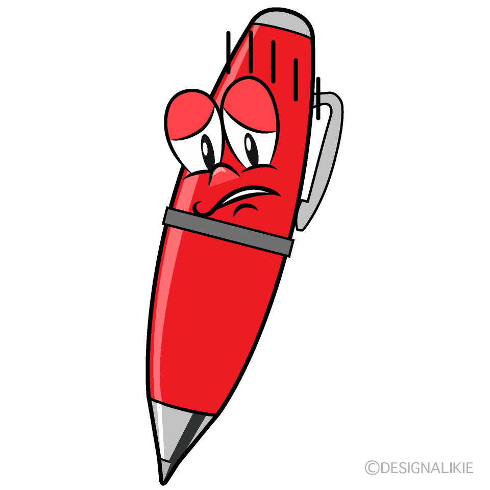 Depressed Red Pen Cartoon Character Image