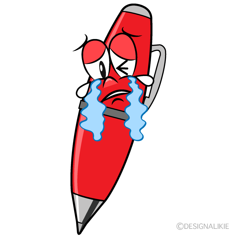 Crying Red Pen Cartoon Character Image