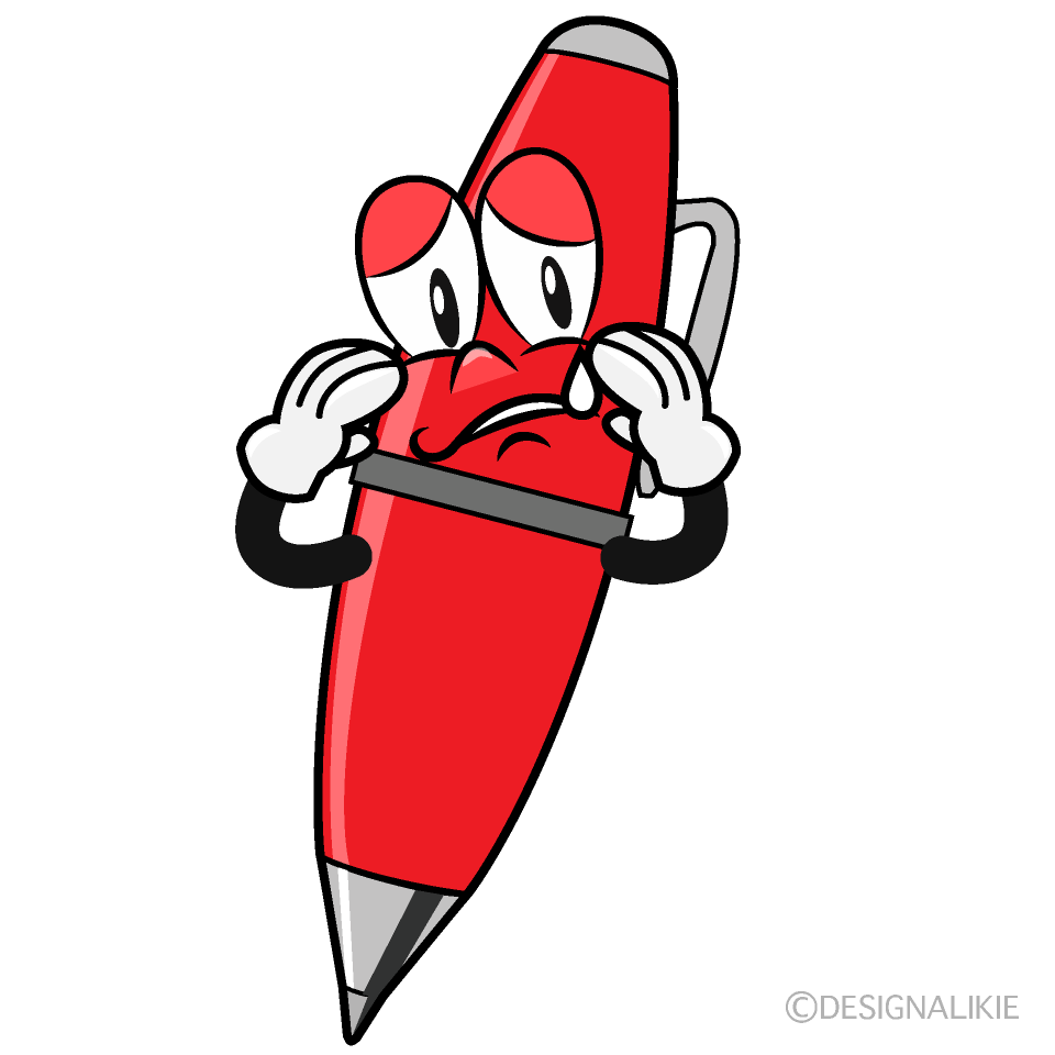 Sad Red Pen Cartoon Character Image