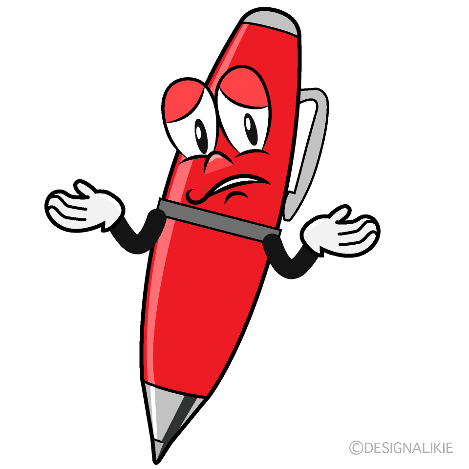 Troubled Red Pen Cartoon Character Image