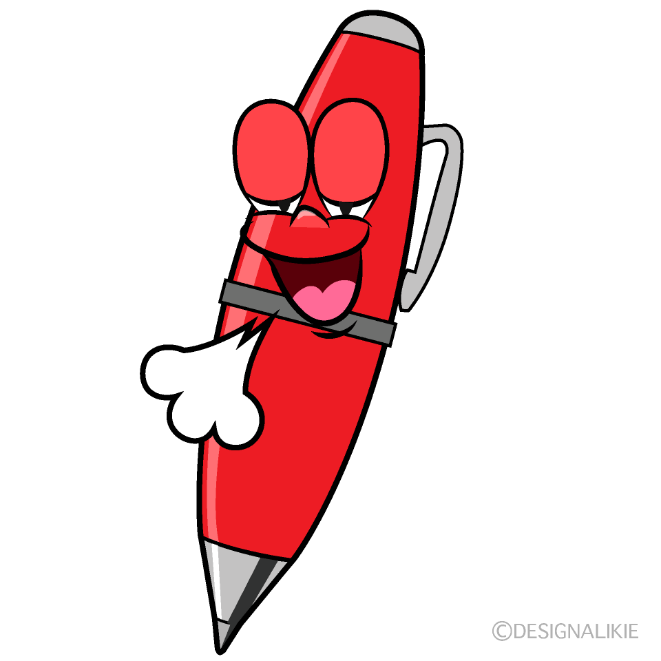 Relaxing Red Pen Cartoon Character Image