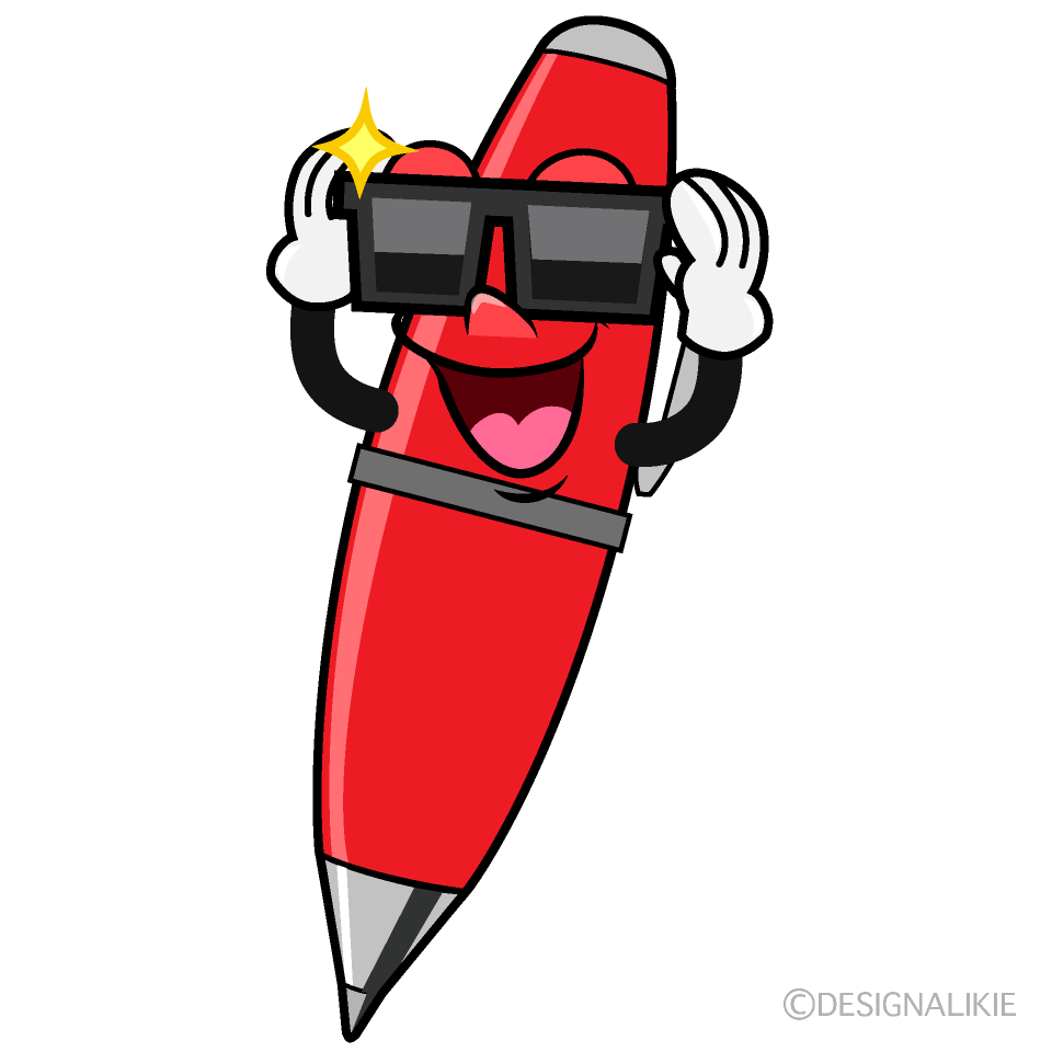 Cool Red Pen Cartoon Character Image