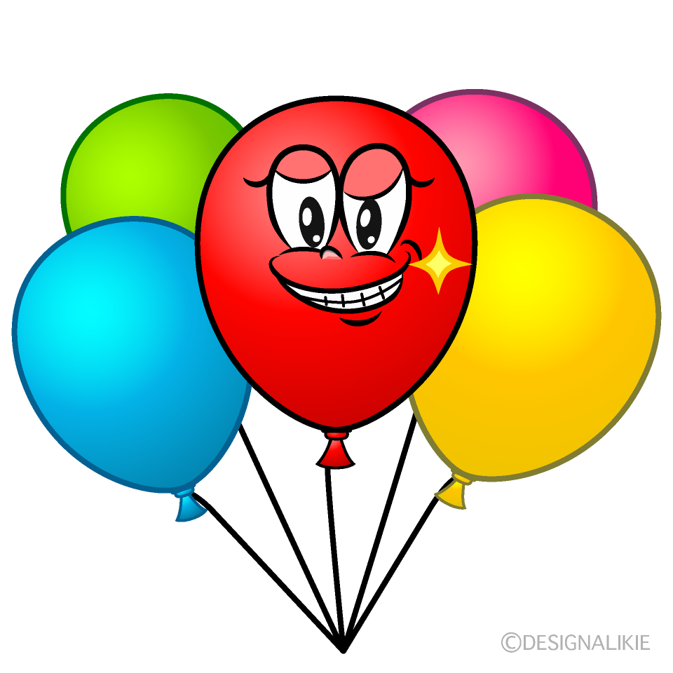 Grinning Colorful Balloon Cartoon Character Image