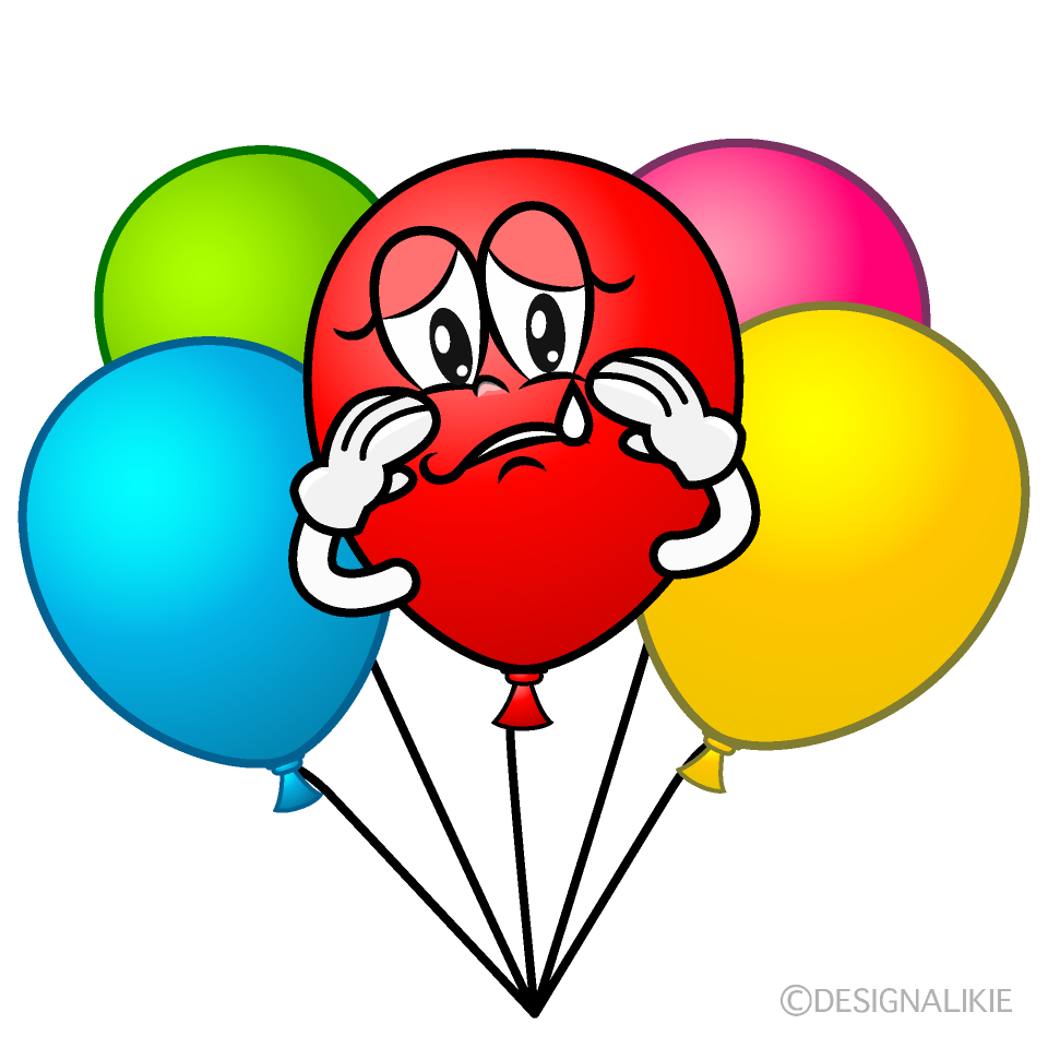 Sad Colorful Balloon Cartoon Character Image