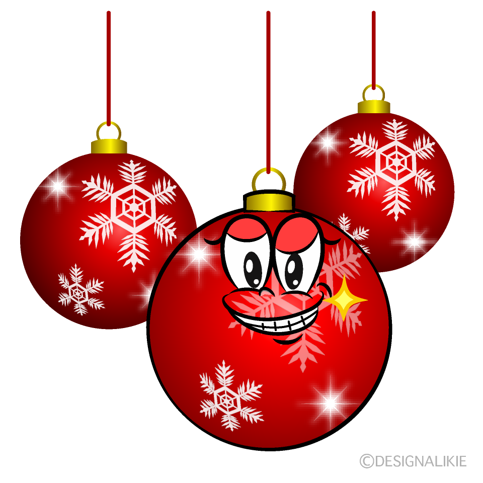 Grinning Christmas Ornaments Cartoon Character Image