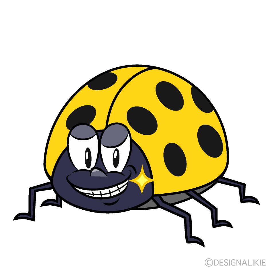 Grinning Yellow Ladybug Cartoon Character Image