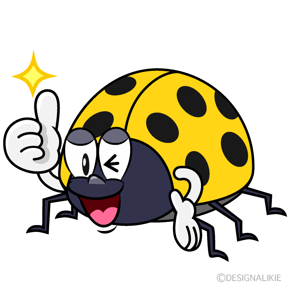 Thumbs up Yellow Ladybug Cartoon Character Image