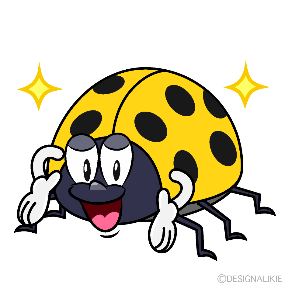 Glitter Yellow Ladybug Cartoon Character Image