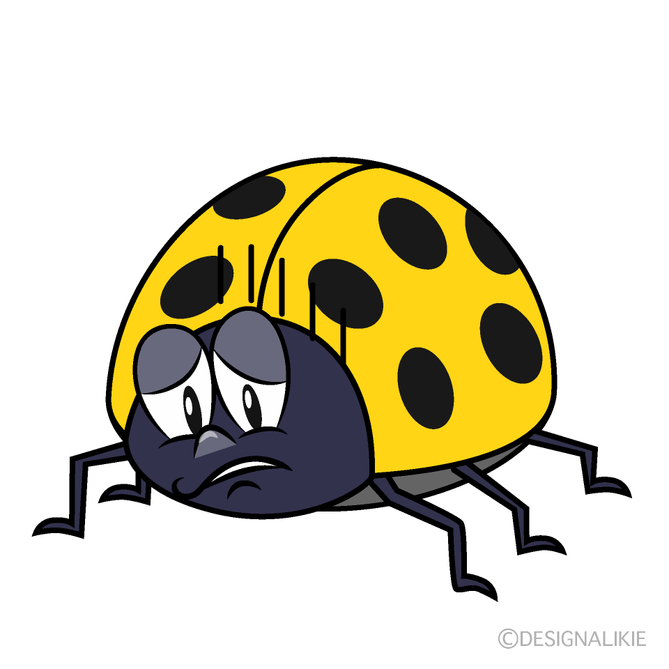 Depressed Yellow Ladybug Cartoon Character Image