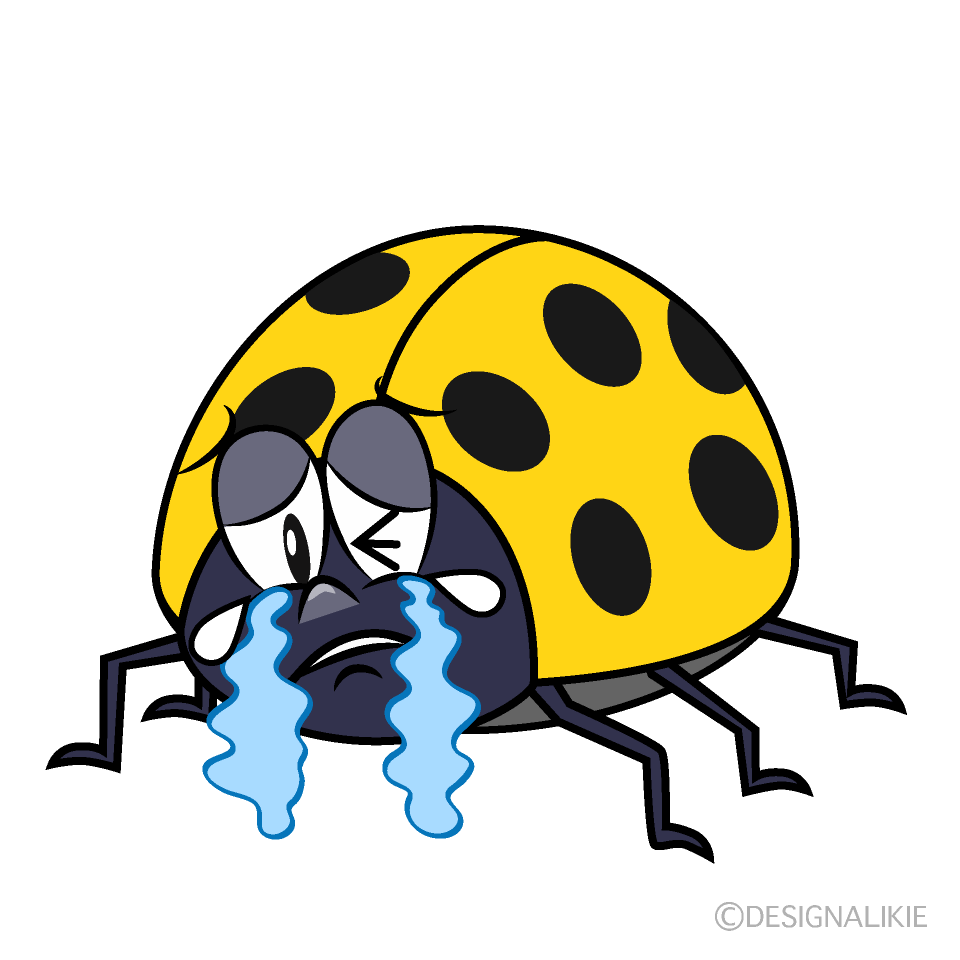 Crying Yellow Ladybug Cartoon Character Image