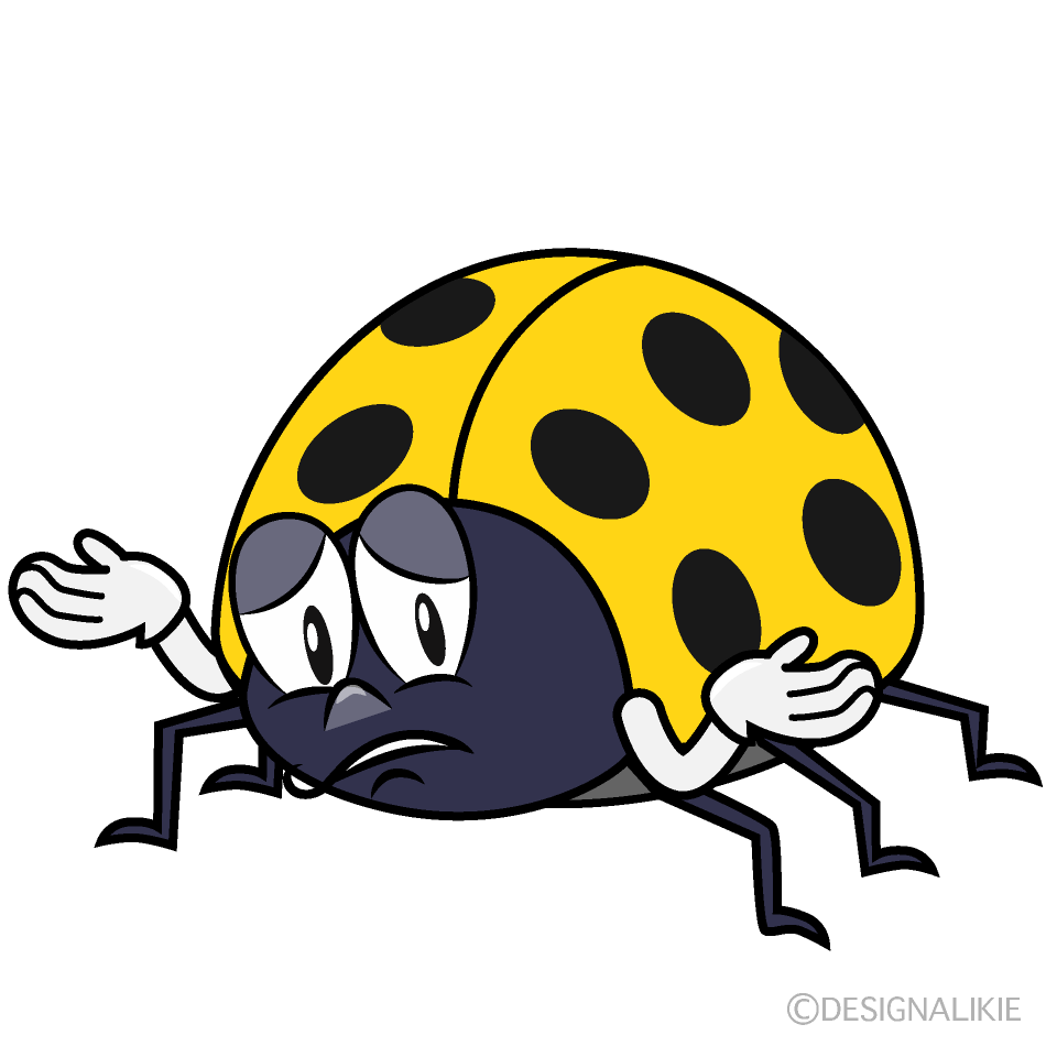 Troubled Yellow Ladybug Cartoon Character Image