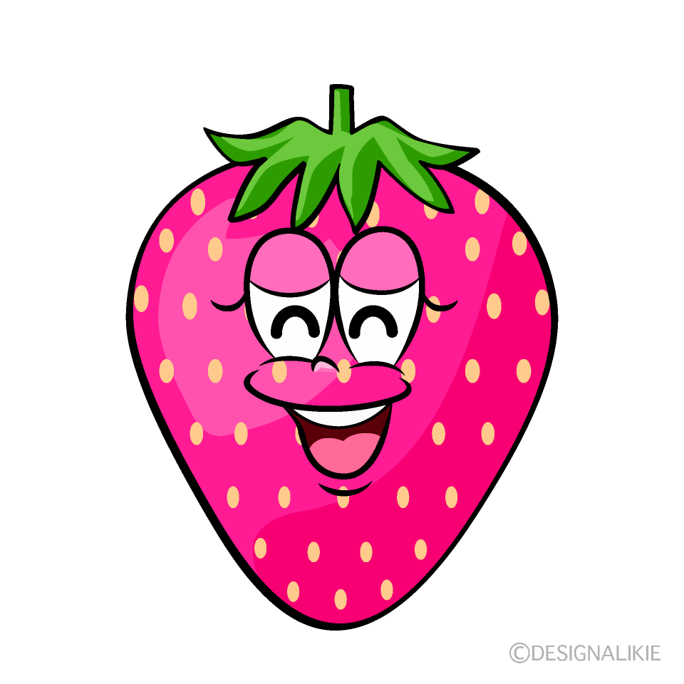 Smiling Pink Strawberry Cartoon Character Image