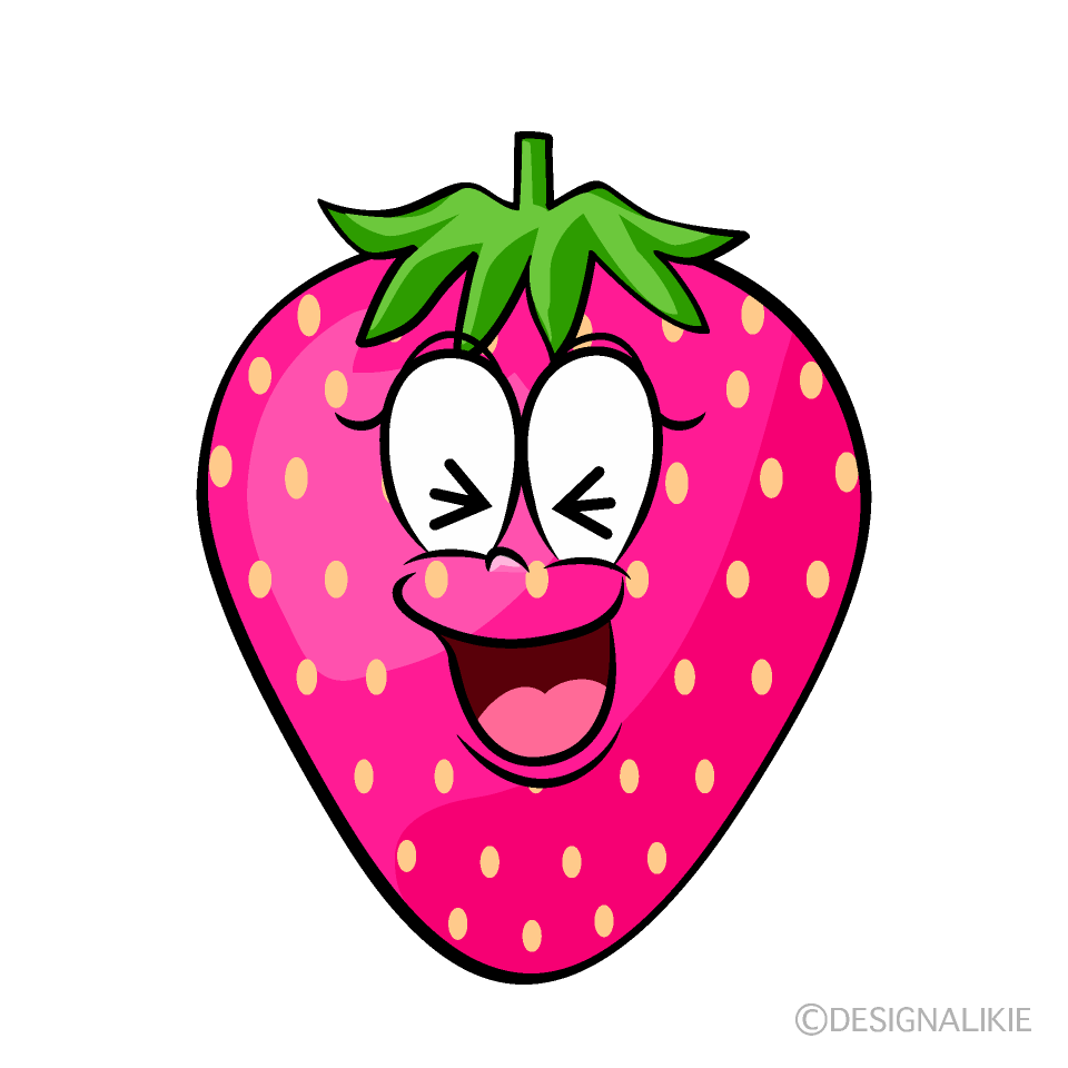 Laughing Pink Strawberry Cartoon Character Image