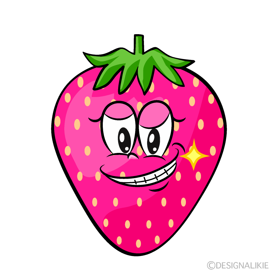 Grinning Pink Strawberry Cartoon Character Image