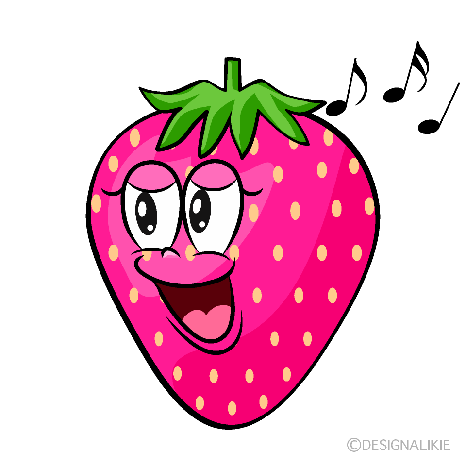 Singing Pink Strawberry Cartoon Character Image