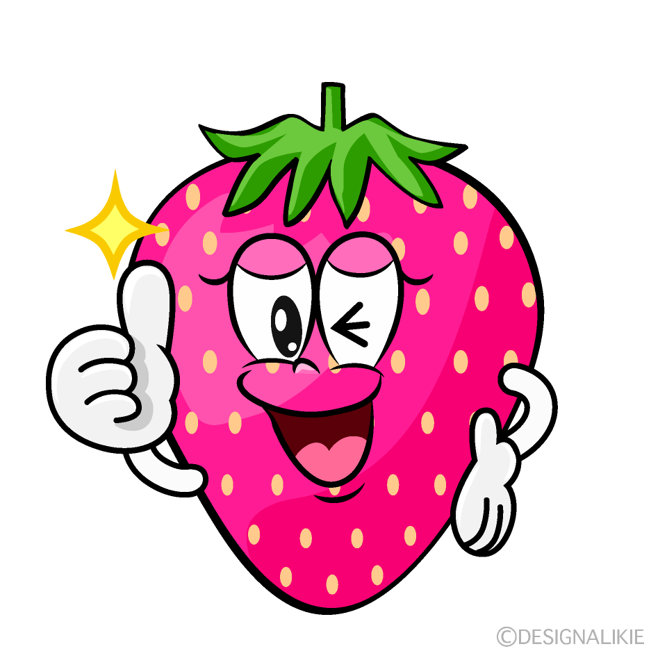 Thumbs up Pink Strawberry Cartoon Character Image