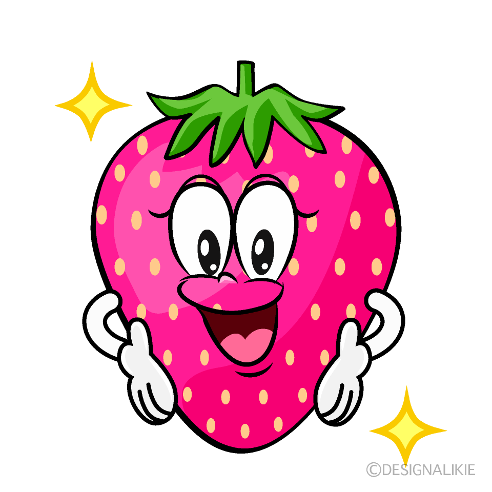 Glitter Pink Strawberry Cartoon Character Image