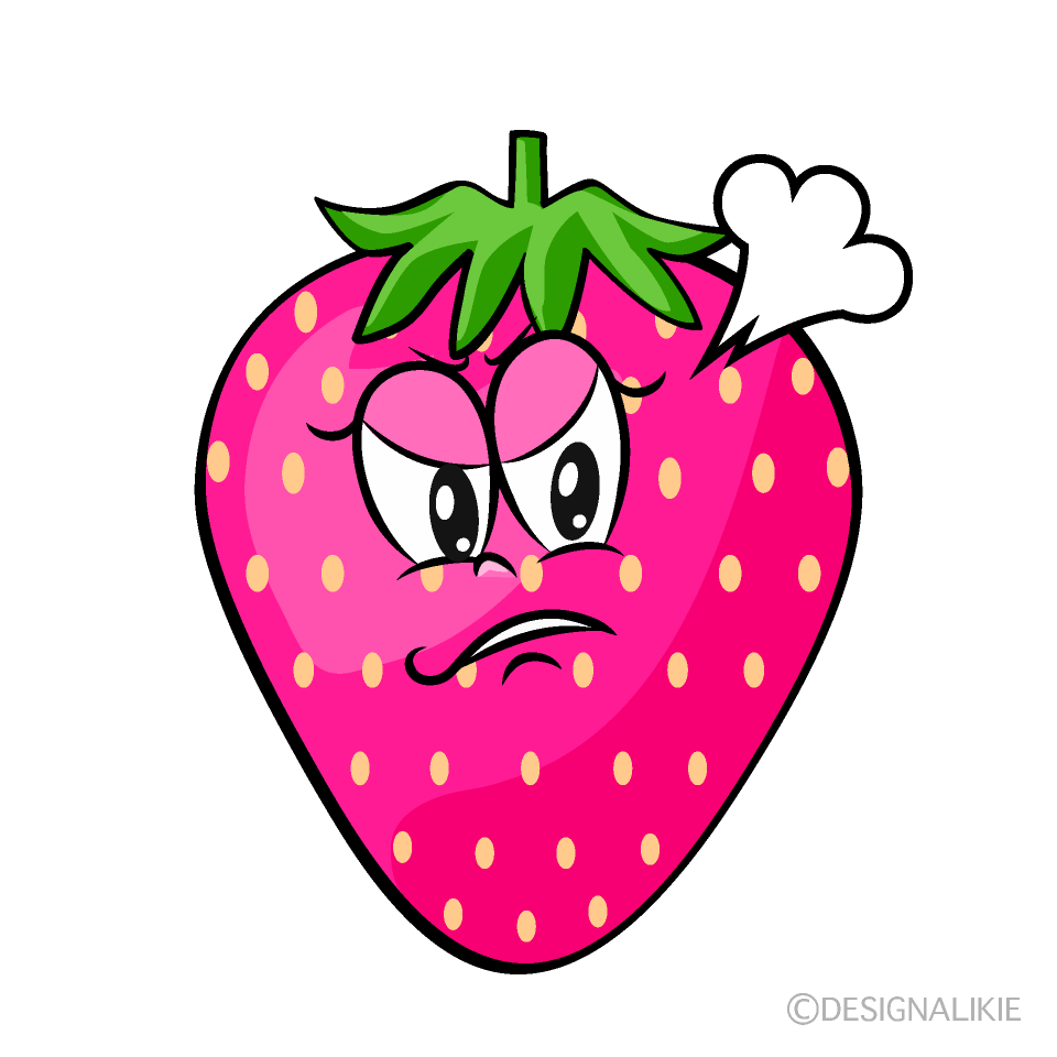 Angry Pink Strawberry Cartoon Character Image