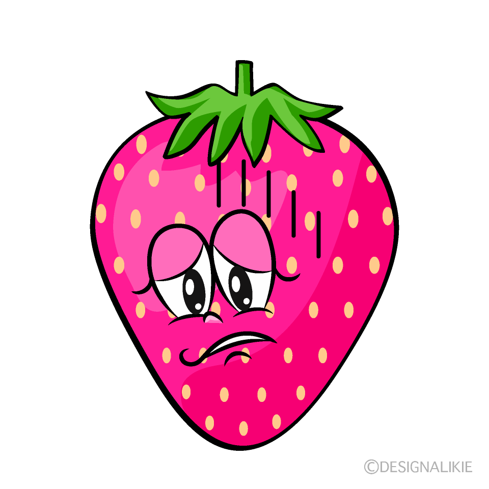 Depressed Pink Strawberry Cartoon Character Image