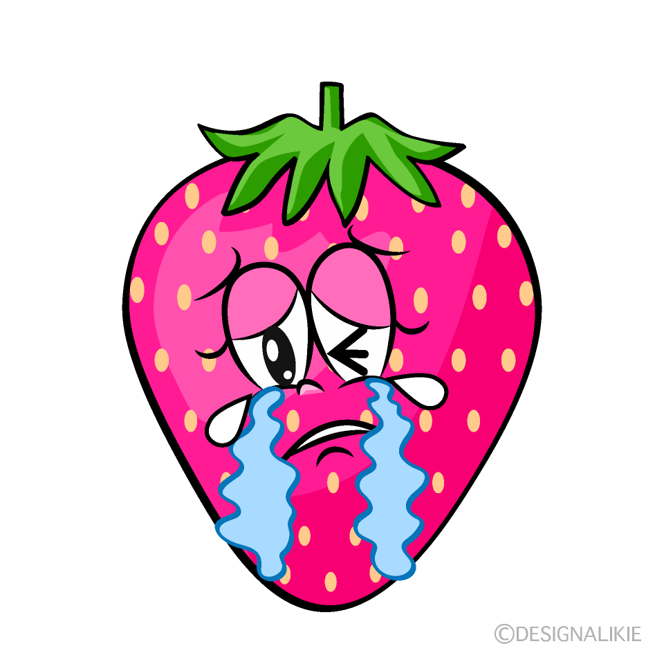 Crying Pink Strawberry Cartoon Character Image