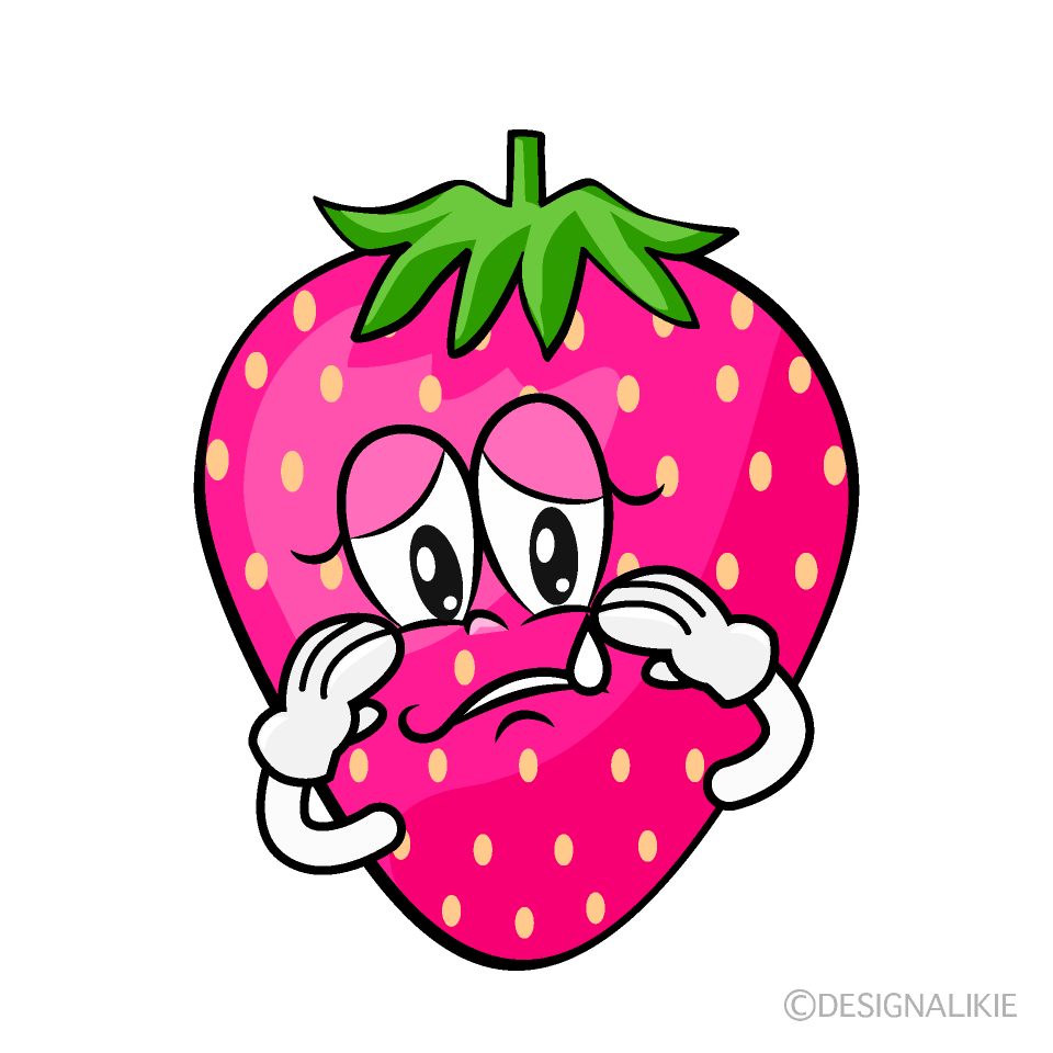 Sad Pink Strawberry Cartoon Character Image