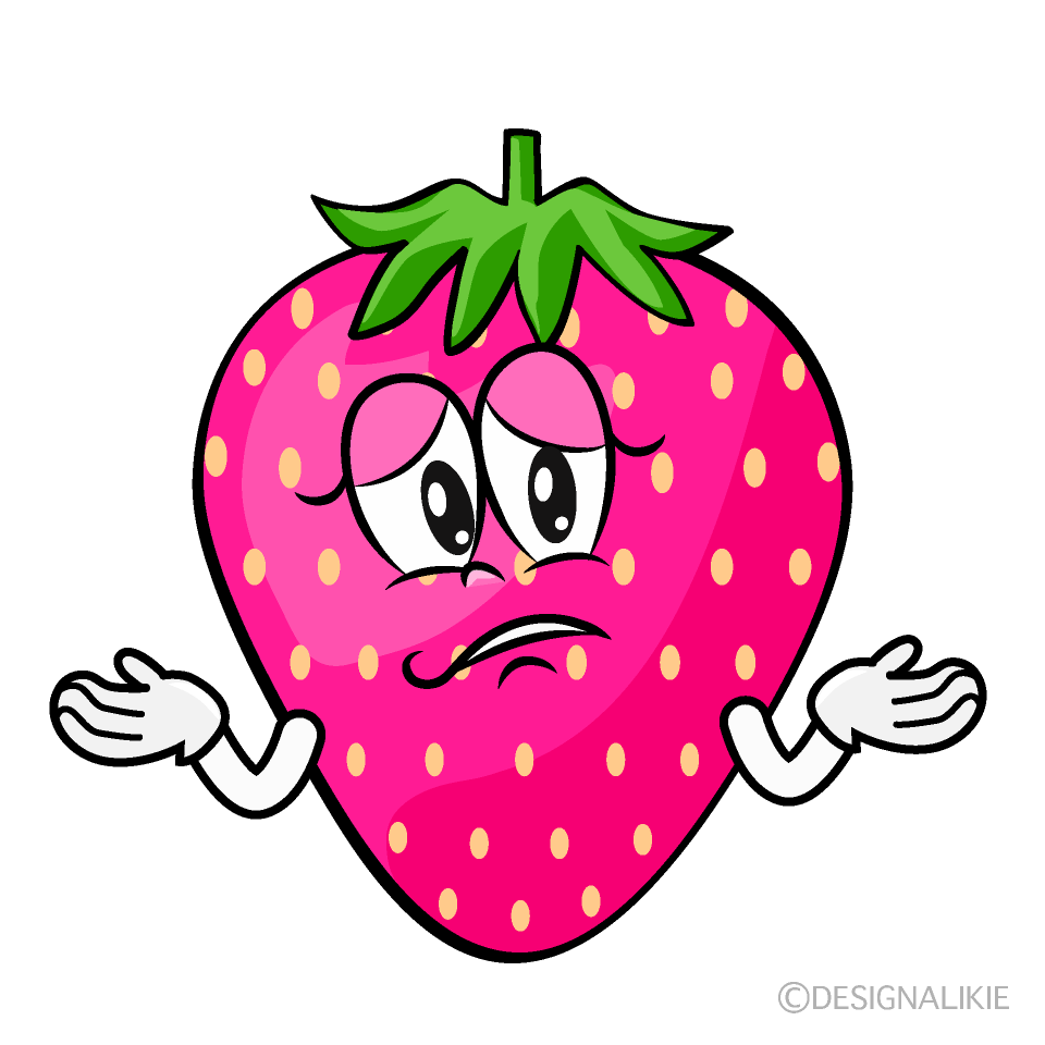 Troubled Pink Strawberry Cartoon Character Image