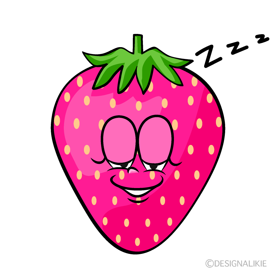 Sleeping Pink Strawberry Cartoon Character Image