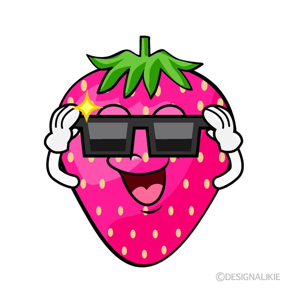 Cool Pink Strawberry Cartoon Character Image