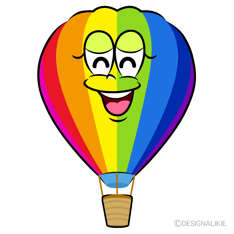 Smiling Rainbow Airballoon Cartoon Character Image