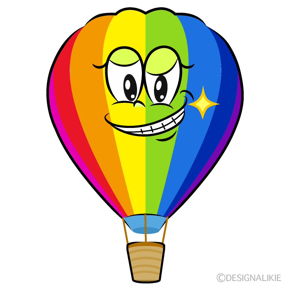 Grinning Rainbow Airballoon Cartoon Character Image