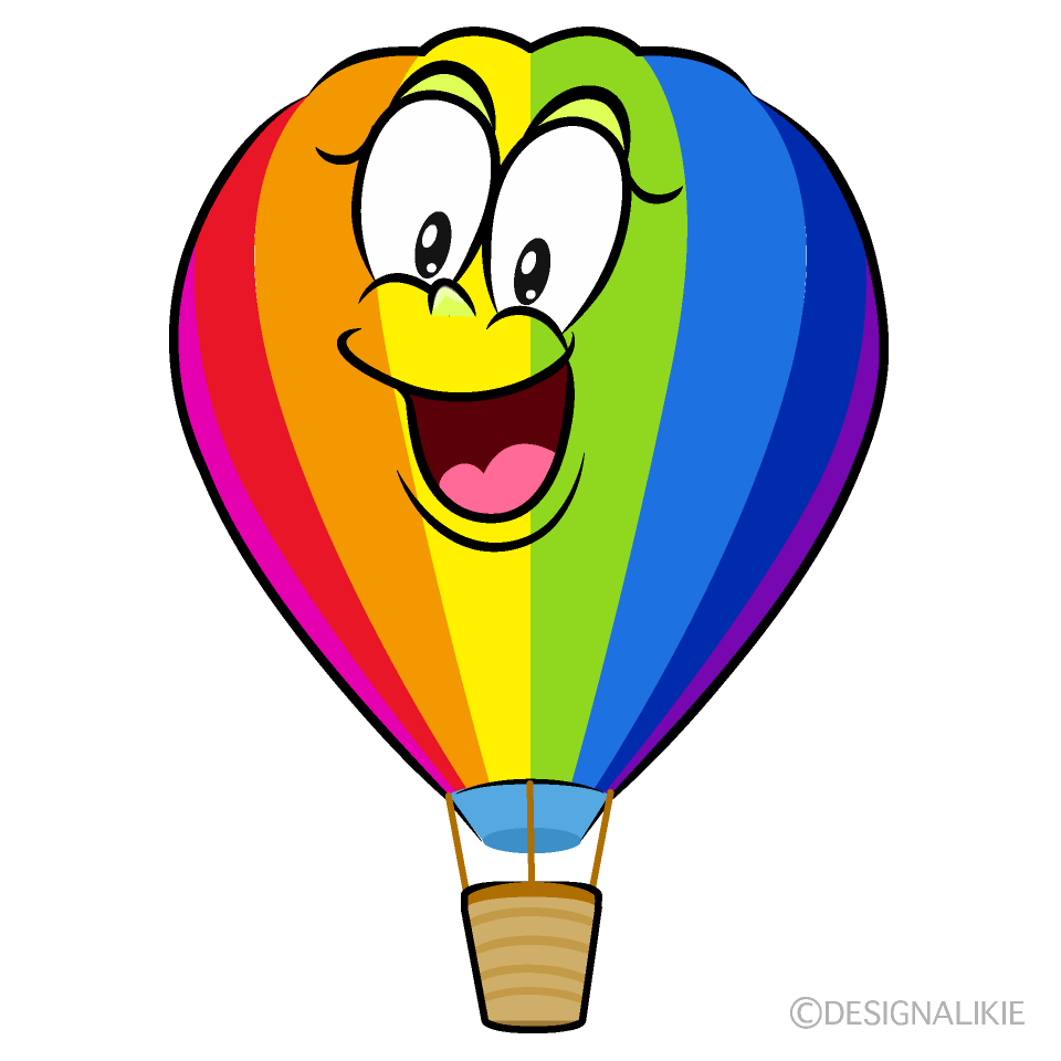 Surprising Rainbow Airballoon Cartoon Character Image