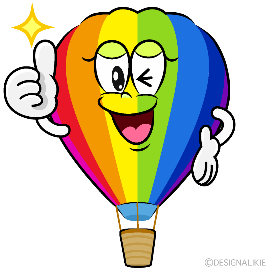 Thumbs up Rainbow Airballoon Cartoon Character Image