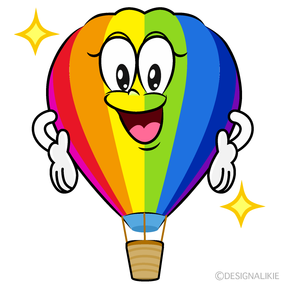 Glitter Rainbow Airballoon Cartoon Character Image