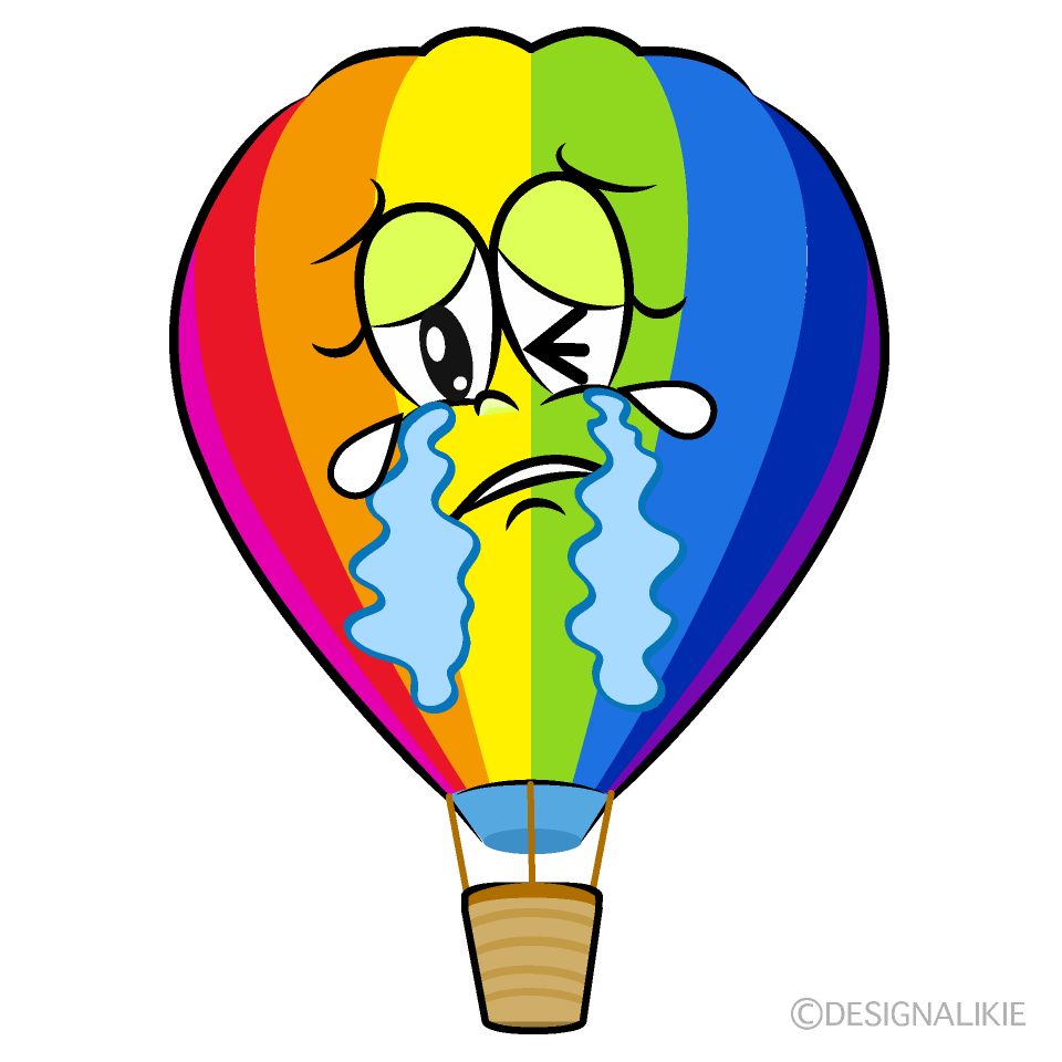 Crying Rainbow Airballoon Cartoon Character Image