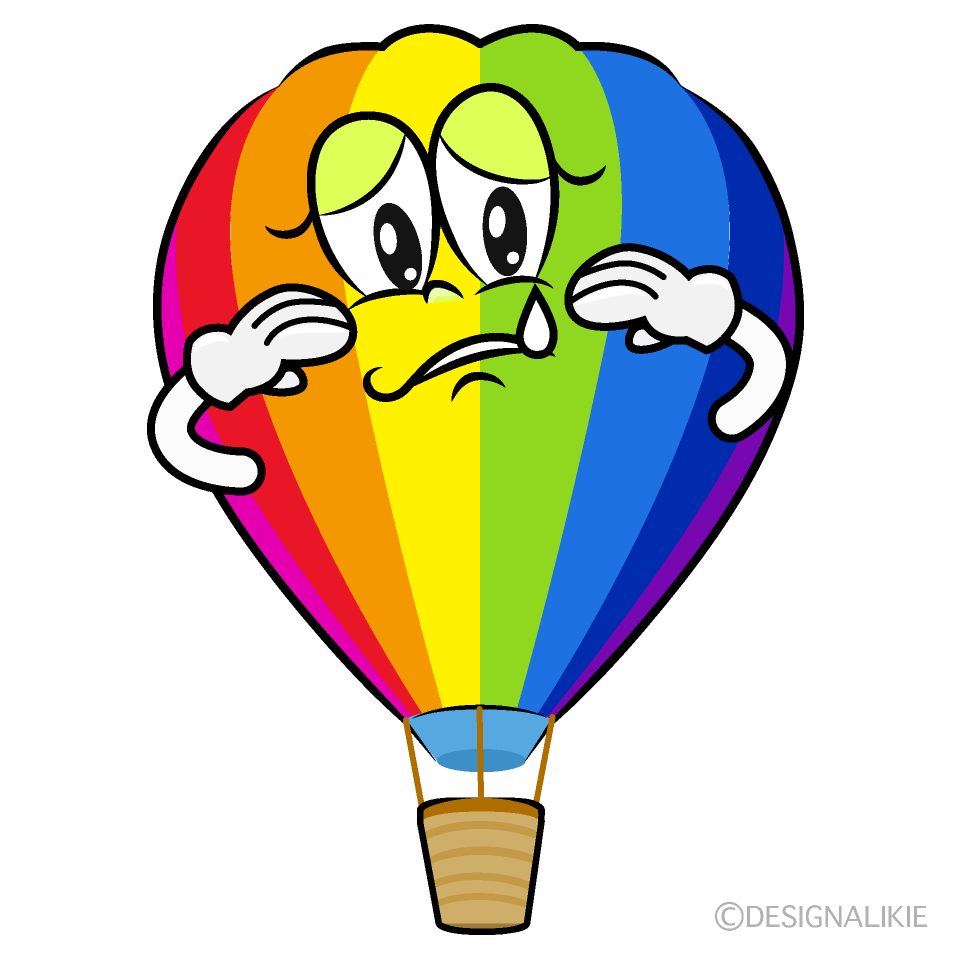 Sad Rainbow Airballoon Cartoon Character Image