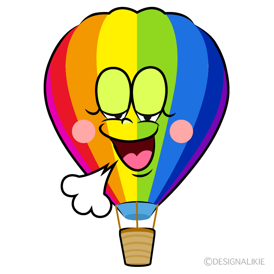 Relaxing Rainbow Airballoon Cartoon Character Image