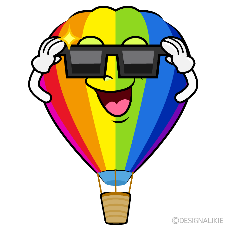 Cool Rainbow Airballoon Cartoon Character Image