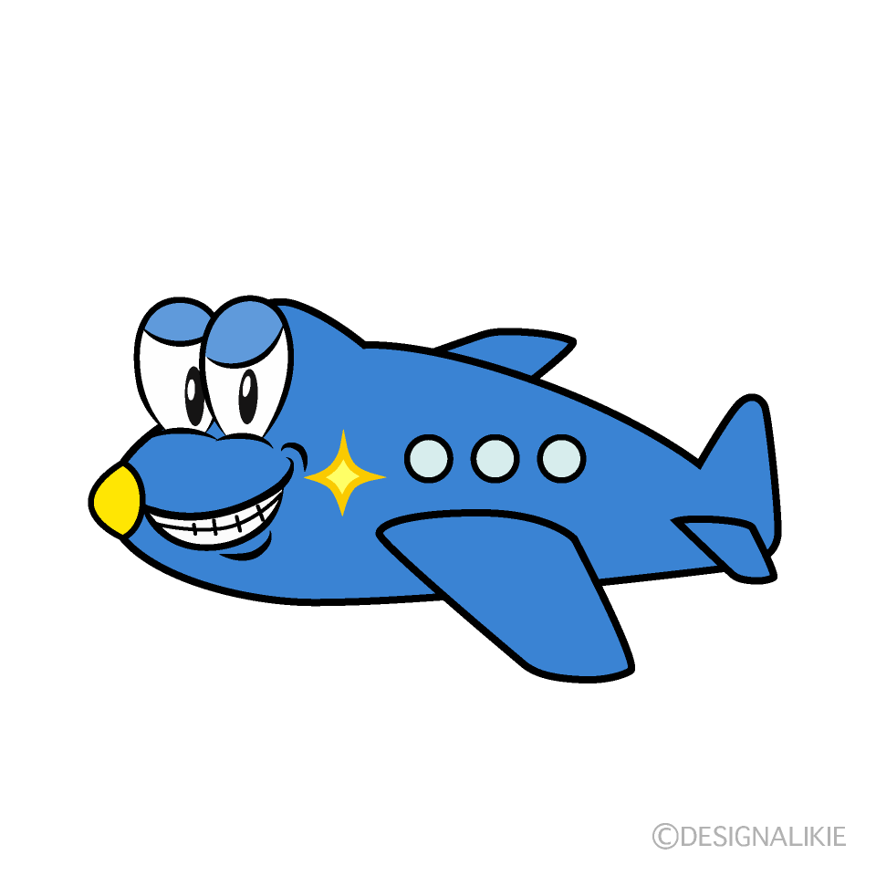 Grinning Plane Cartoon Character Image