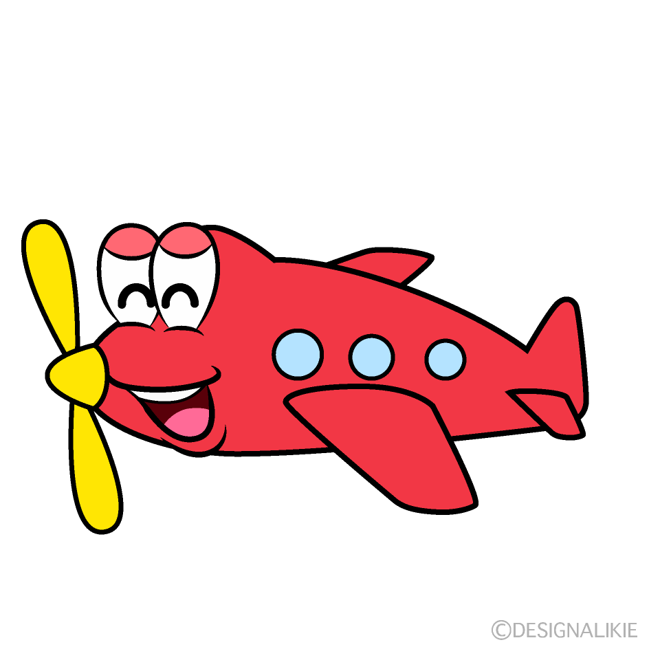 Smiling Prop Plane Cartoon Character Image