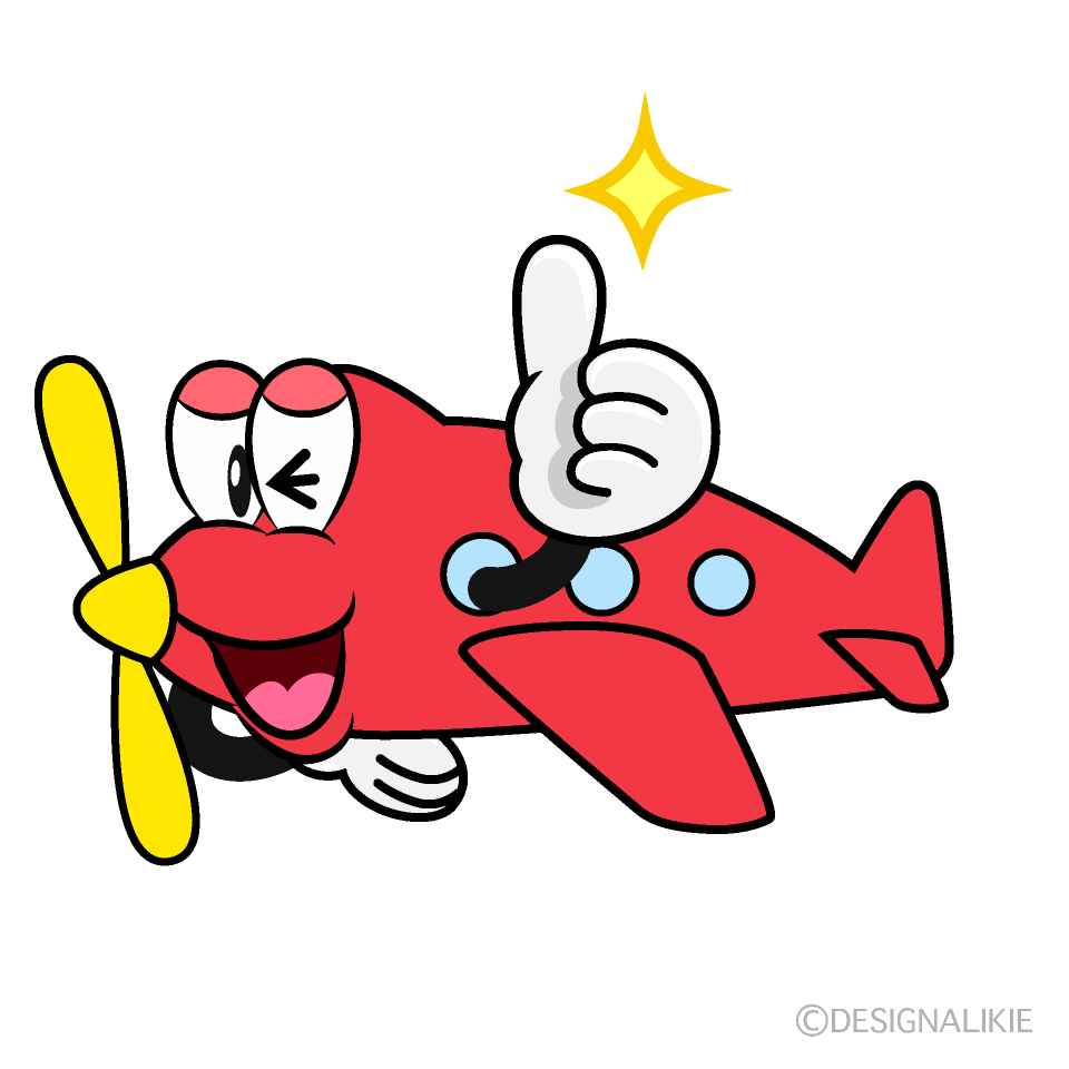 Thumbs up Prop Plane Cartoon Character Image