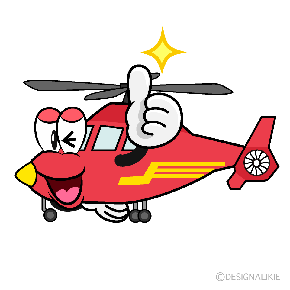 Thumbs up Air Ambulance Cartoon Character Image