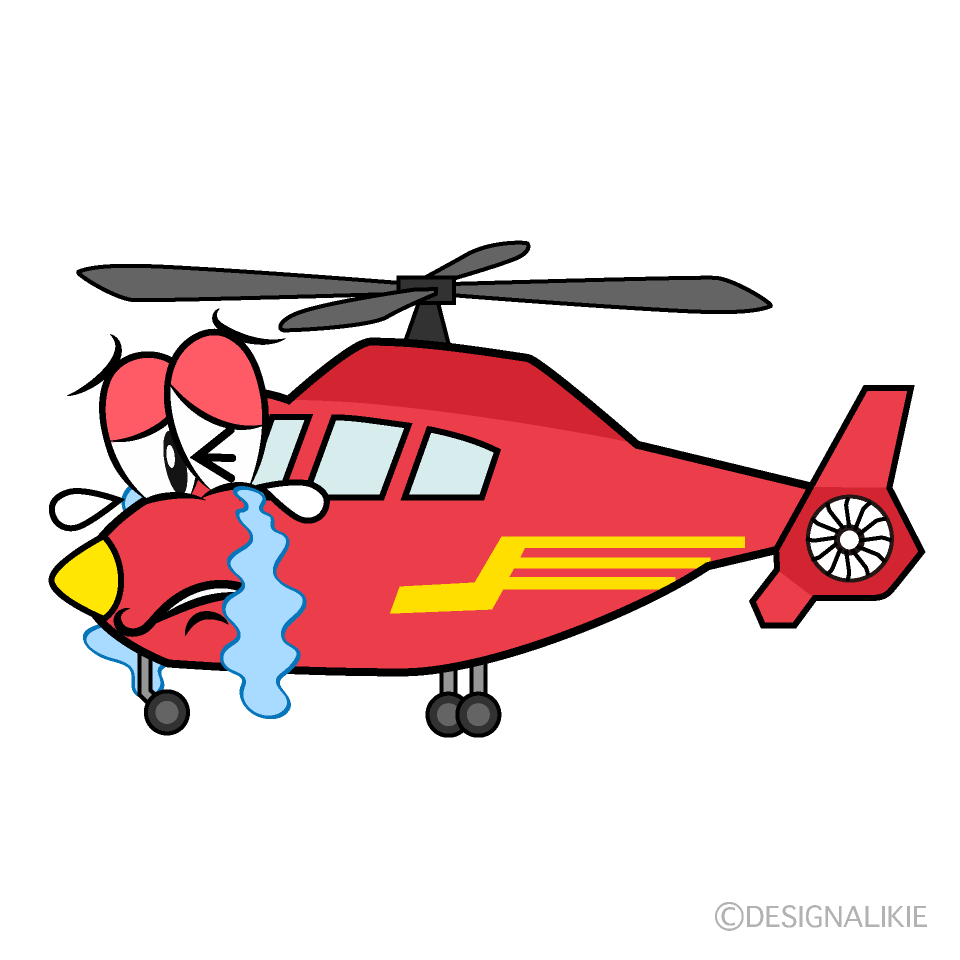 Crying Air Ambulance Cartoon Character Image