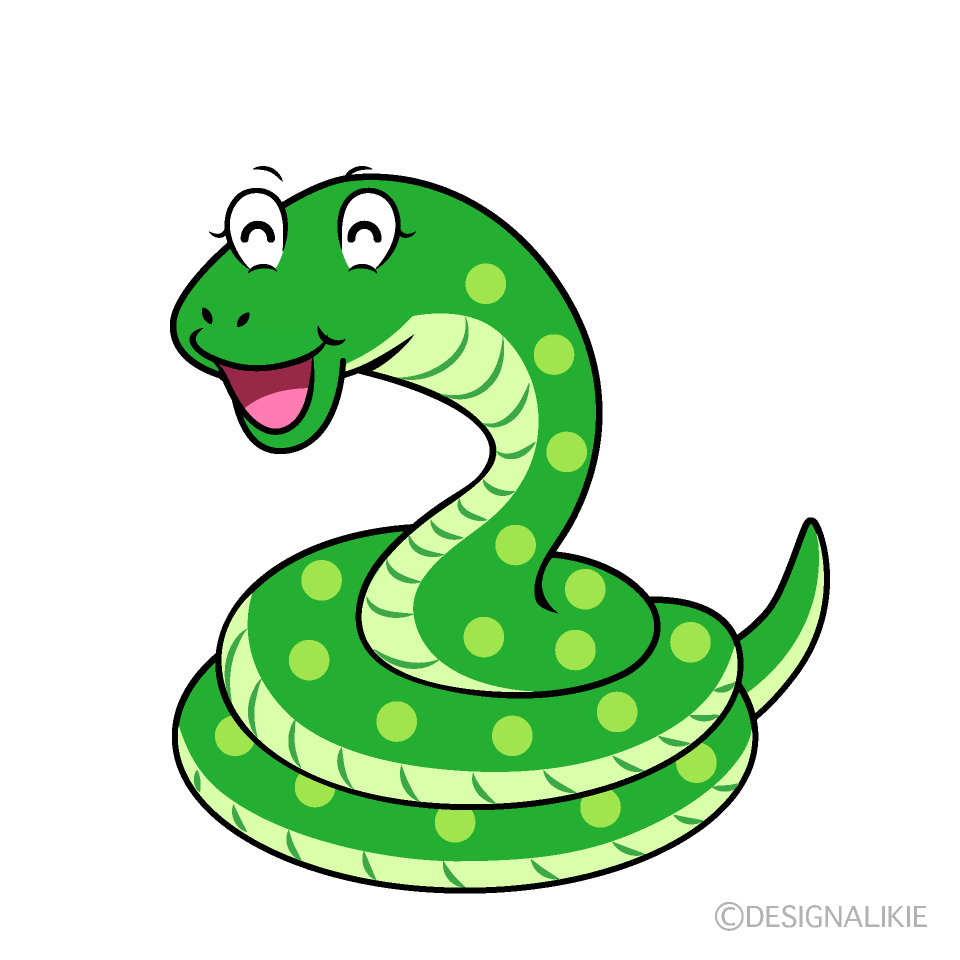 Smiling Green Snake Cartoon Character Image