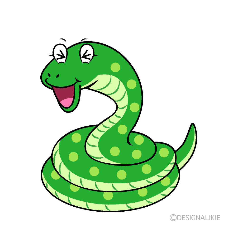 Laughing Green Snake Cartoon Character Image